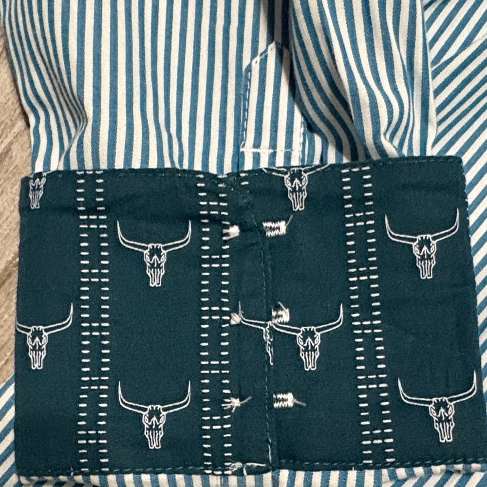 Ariat Women's Blue and White Striped Button-Down Shirt - Picture 7 of 8